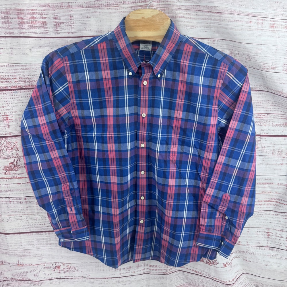 Brooks Brothers Regent Shirt Mens XL ‎ Plaid Supima Cotton Non-Iron Long Sleeve